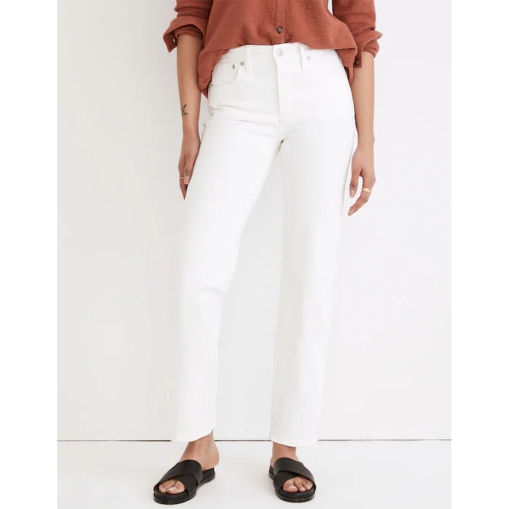 Madewell The Perfect Vintage Straight Jean White Denim‎ Mid Rise W33 NWT $128